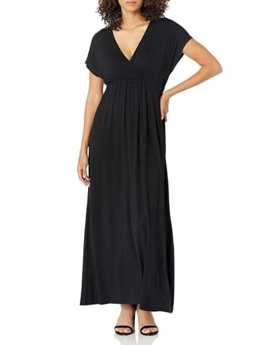 Amazon Essentials Women's Waisted Maxi Dress (Available in Plus Size), Black, X-Small - Image 1