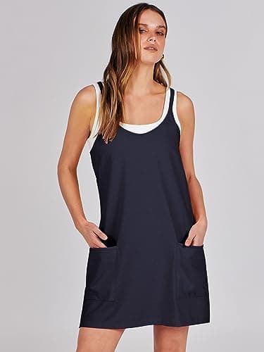 ANRABESS Women Athletic Dress Summer Tennis Workout Active Sports Mini Romper Dress Built in Shorts Travel Vacation Clothes Navy Blue X-Smal - Image 7