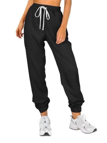 ATHMILE Fall Clothes Baggy Sweatpants for Women with Pockets-Lounge Womens Pajams Pants-Womens Cinch Bottoms Joggers for Yoga Workout 2025 Black - Image 1