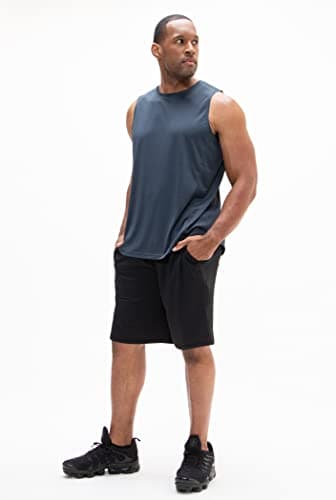 DEVOPS Men's 2-Pack Loose-Fit 10" Workout Gym Shorts with Pockets (X-Large, Black/Navy) - Image 3
