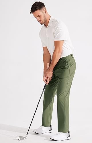 Libin Mens Golf Pants Stretch Work Dress Pants 33" Lightweight Business Casual Pants for Men Classic Fit Comfy Trousers Office Lounge with Pockets, Army Green, 38W x 33L - Image 5