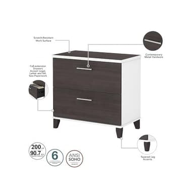 Bush Furniture 2 Drawer Lateral File Cabinet, Letter and Legal-Size Document Storage for Home or Professional Office, Somerset Collection, White and Storm Gray - Image 4
