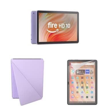 Amazon Fire HD 10 Convenience Bundle with Case and Screen Protector (32GB, Lilac) - Image 1