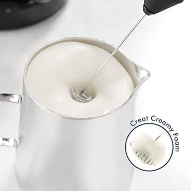 Powerful Milk Frother Handheld Foam Maker, Mini Whisk Drink Mixer for Coffee, Cappuccino, Latte, Matcha, Hot Chocolate, With Stand, Black - Image 3