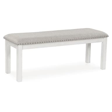 Signature Design by Ashley Robbinsdale Large Upholstered 48" W Dining Bench, Light Gray & White - Image 1