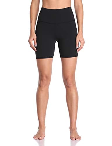 Colorfulkoala Women's High Waisted Biker Shorts with Pockets 6" Inseam Workout & Yoga Tights (S, Black) - Image 2