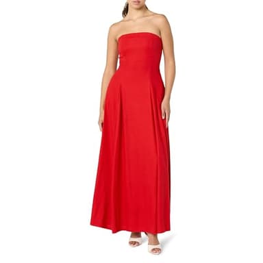 The Drop Women’s Carlota Strapless Linen Maxi Dress, Crimson, M - Image 1
