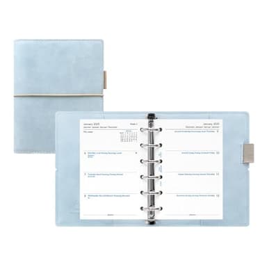 Filofax Domino Soft Organizer, Pocket Size, Pale Blue - Smooth, Leather-Look, Grain Effect, Tactile, Six Rings, Week-to-View Calendar Diary, Multilingual, 2025 (C022582-25) - Image 6
