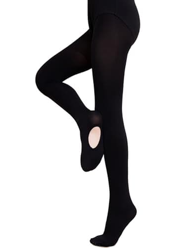 DIPUG Black Ballet Tights for Girls Ultra Soft Convertible Dance Tight for Kids Stockings Size 14 15 16, 1 Pack - Image 1