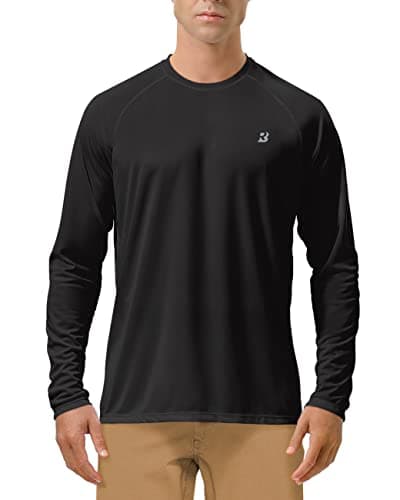 Roadbox Mens UPF 50+ UV Sun Protection Shirts Outdoor Long Sleeve SPF Diving Rash Guard for Fishing Hiking Swimming Black - Image 1