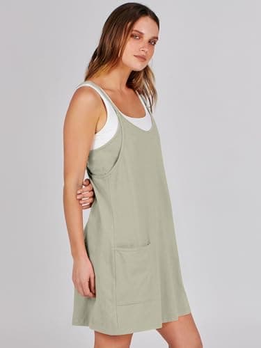 ANRABESS Women Athletic Dress Summer Tennis Workout Active Sports Mini Romper Dress Built in Shorts Travel Vacation Clothes Light Grey Small - Image 4