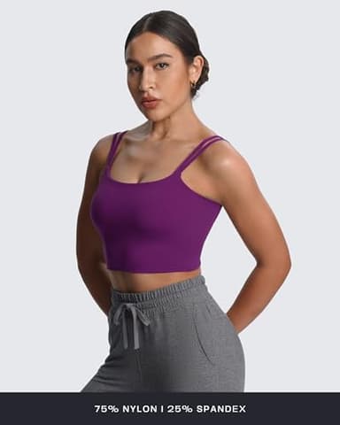 Aoxjox Women's Workout Sports Bras Fitness Yoga Crop Tank Twist Back Cami (Dark Purple, X-Large) - Image 3