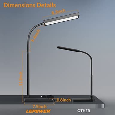 LEPOWER Desk Lamp, 800LM LED for Home Office, 12W Reading for Desk, Eye-Caring Light, Touch Table Gooseneck Lamp, 50 Lighting Modes, Bright for Bedroom, Study (Black) - Image 7