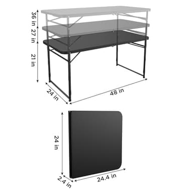 COSCO 4 ft. Fold-in-Half Adjustable Height Indoor/Outdoor Utility Table, Black - Image 7