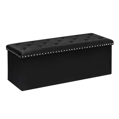 B FSOBEIIALEO Storage Ottoman Bench, Folding Tufted Ottomans with Storage, Extra Large 140L Footrest Bench for Bedroom, Luxury Velvet Fabric 43 Inches Black - Image 1
