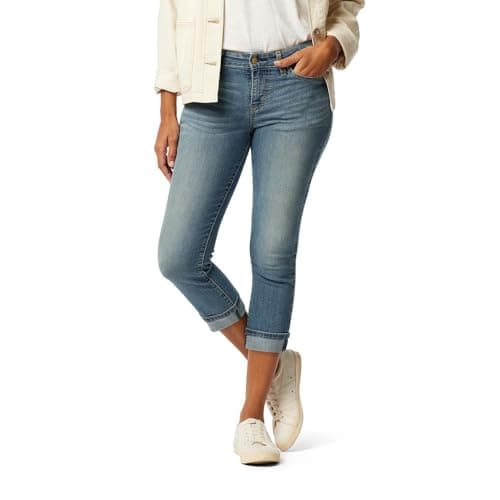 Levi Strauss Signature Gold Women's Mid-Rise Slim Fit Capris Stretch Denim (Available in Plus Size), Blue Ice, 10 - Image 1