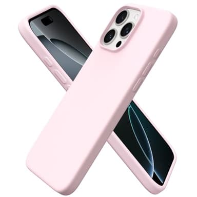 ORNARTO Compatible with iPhone 16 Pro Max Case 6.9", Slim Liquid Silicone 3 Layers Soft Gel Rubber Shockproof Protective Case with Anti-Scratch Microfiber Lining-Chalk Pink - Image 1
