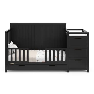 Graco Hadley 5-in-1 Convertible Crib & Changer (Black) – GREENGUARD Gold Certified, Fits Standard Crib Mattress, Converts to Toddler Bed and Full Bed, 4 Adjustable Mattress Heights - Image 14
