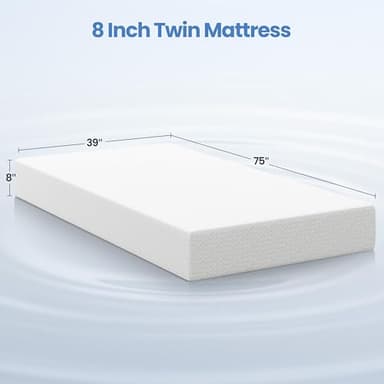 Yaheetech 8 Inch Twin Mattress 3 Foam Layer Cooling Gel Memory Foam Mattresses, Green Tea for Fresher Sleep, Medium Firm, CertiPUR-US Certified, Twin Size Mattress in a Box - Image 2