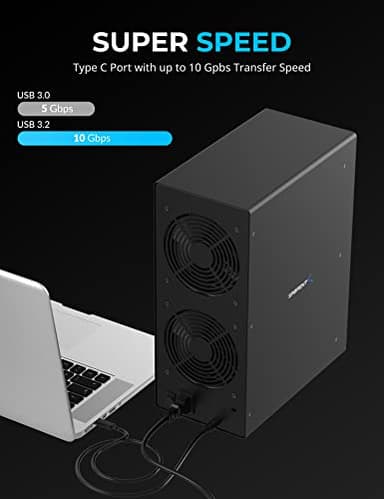 SABRENT 10-Bay USB 3.2 Gen 2 SATA Docking Station for 3.5” HDD/SSD, 10 Gbps USB-C DAS, Tray-Less Hot-Swap, Aluminum Enclosure, Dual Cooling Fans, Individual Power Switches, No RAID (DS-UCTB) - Image 6