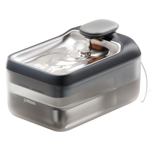 PETSEE Automatic Pet Water Fountain 4.5L Large Capacity Stainless Steel Drink Tray Cat Water Dispenser Ultra-Quiet Pump Multi-Filtration System for Cats, Dogs, Multiple Pets S7 Lite Grey - Image 1