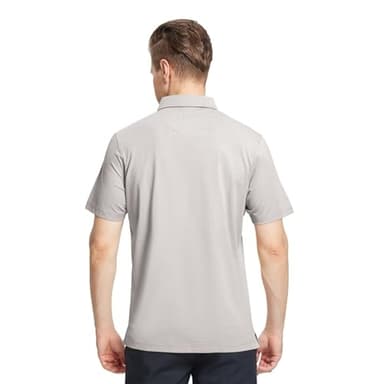VANCAMEL Men's Polo Shirts Short Sleeve Lightweight Stretch Cotton Blend Performance Polo Business Casual Collared Shirts - Image 3