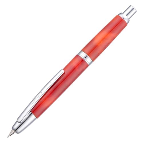 Jinhao 10 Press Fountain Pen with Box, Volcanic Red Retractable Extra Fine Nib with Ink Converter Set (Silver Clip) - Image 1