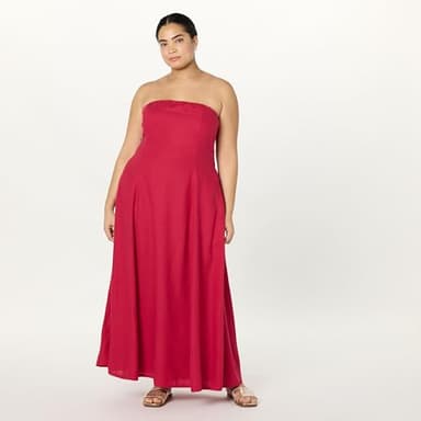 The Drop Women’s Carlota Strapless Linen Maxi Dress, Crimson, M - Image 5