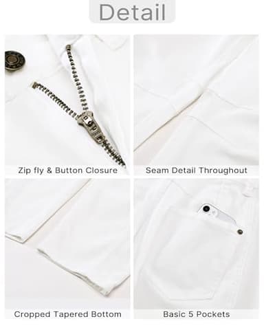 GRAPENT Women's High Waisted Crop Jeans - Barrel Leg Casual Summer Pant Size 4-6 Cream White - Image 5