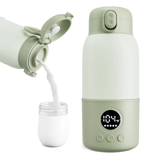 Portable Bottle Warmer for Travel,Formula Container to Go 12.8oz Baby Bottle Warmer with 2-Min Fast Heating,Milk Warmer for Baby Travel Essential with Long Time Keep Warm Function - Image 1