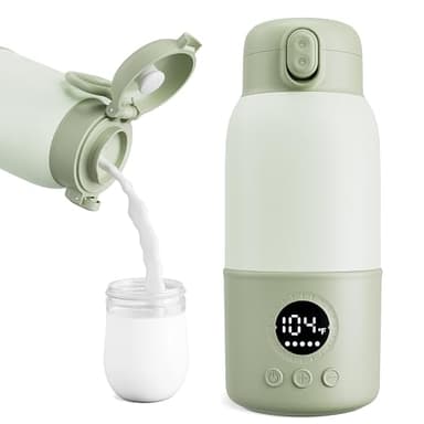 Portable Bottle Warmer for Travel,Formula Container to Go 12.8oz Baby Bottle Warmer with 2-Min Fast Heating,Milk Warmer for Baby Travel Essential with Long Time Keep Warm Function - Image 1