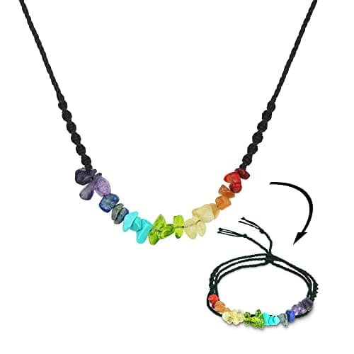 SmileBelle Chakra Jewelry Summer Necklace for Her with Adjustable Cord, Boho Crystal Necklaces Flexible be Chakra Bracelet and Crystal Anklet as Women Birthday Gifts - Image 1