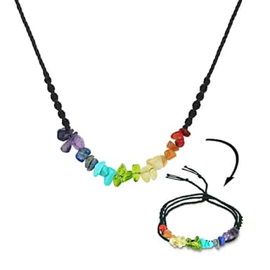 SmileBelle Chakra Jewelry Summer Necklace for Her with Adjustable Cord, Boho Crystal Necklaces Flexible be Chakra Bracelet and Crystal Anklet as Women Birthday Gifts - Image 1