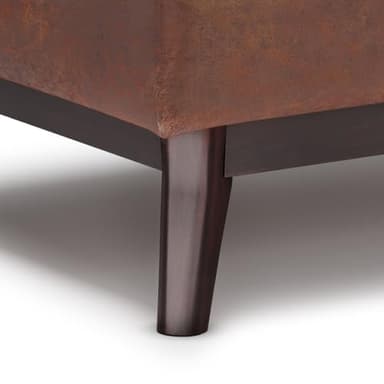 SIMPLIHOME Owen 34 inch Wide Mid Century Modern Rectangle Tray Top Small Coffee Table Storage Ottoman in Distressed Saddle Brown Vegan Faux Leather, Assembled, For the Living Room and Entryway - Image 9