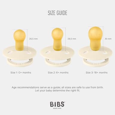 BIBS Pacifiers Colour Collection | Natural Rubber Baby Pacifier | Round Nipple | Set of 2 BPA-Free Soothers | Made in Denmark | 6+ Months (Pack of 2) | Sage/Ivory - Image 2