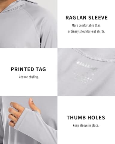 Boladeci Mens Rash Guard Long Sleeve Sun Protection Shirts Fishing Hoodies Swim Shirt UPF 50+ UV Protection Dry Fit Summer SPF Fishing Gear Gray XL - Image 7