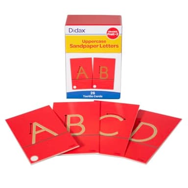 Didax Uppercase Sandpaper Letters - 28 Tactile Alphabet Cards for Grades Pre-K to 1st - Educational Letter Resources for Young Learners - Image 1