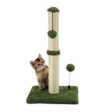 MECOOL Cat Scratching Post Premium Basics Kitten Scratcher Sisal Scratch Posts with Hanging Ball 22in for Kittens or Smaller Cats, Cactus Green - Image 1