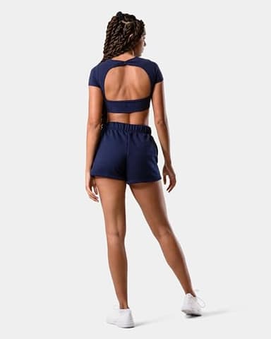 Kamo Fitness CozyTec Sweat Shorts Women High Waisted Lounge Comfy Casual Cotton Shorts with Pockets (Dark Iris, L) - Image 3