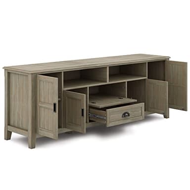 SIMPLIHOME Burlington SOLID WOOD 72 inch Wide Transitional TV Media Stand in Distressed Grey For TVs up to 80 inches for the Living Room and Entertainment Center - Image 3