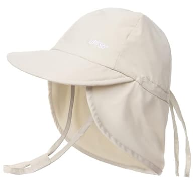 FURTALK Baby Sun Hat with Neck Flap UPF 50+ Adjustable Baby Boys Girls Summer Beach Hat for Traveling Swim Hat Beige - Image 1