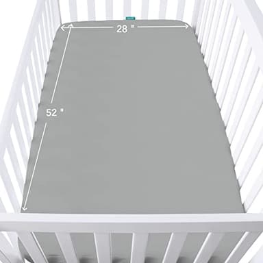 Crib Sheets Waterproof 2 Pack, Crib Mattress Protector, Toddler Fitted Crib Sheet Neutral, Ultra Soft & Breathable Toddler Bed Sheets for Boys and Girls, Grey - Image 3