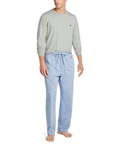 Nautica Men's Soft Woven 100% Cotton Elastic Waistband Sleep Pajama Pant, Blue Bone, X-Large - Image 2