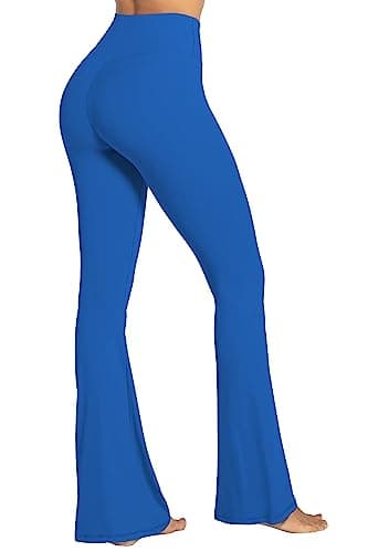 Sunzel Flare Leggings, Crossover Yoga Pants with Tummy Control, High Waisted and Wide Leg, No Front Seam Classic Blue Medium 32" Inseam - Image 6