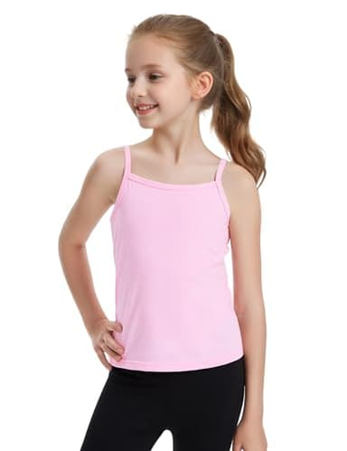 Auranso Girls Undershirts Toddler Cami Camisole Adjustable Straps Sleeveless Cotton Tank Tops for Girls Pink 9-10 Years - Image 5