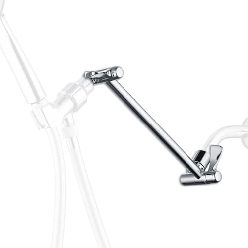 INAVAMZ Shower Head Extension Arm: 10" Universal Shower Arm Extension for Rainfall & Handheld Shower Head, Height & Angle Adjustable, Chrome - Image 1