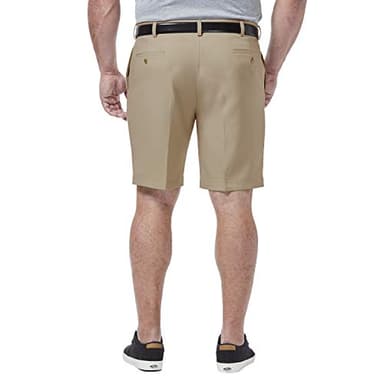 Haggar mens Cool 18 Pro Straight Fit Front 4-way Stretch Expandable Waist With Big & Tall Sizes Pleated Shorts, Khaki, 44 US - Image 2