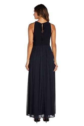 R&M Richards Women's Flowing Glam Evening Dress, Navy - Image 3