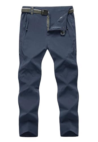 TBMPOY Men's Lightweight Hiking Pants Quick Dry Mountain Fishing Camping Travel Outdoor Pants Thin Denim Blue XL - Image 1