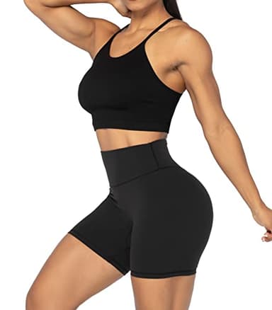 Sunzel High Waist Biker Shorts for Women No Front Seam Soft Yoga Workout Gym Bike Shorts Tummy Control Squat Proof Black - Image 6